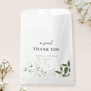 Bolsa De Papel Verde Salvia y Floral Blanco Un Dulce Gracias