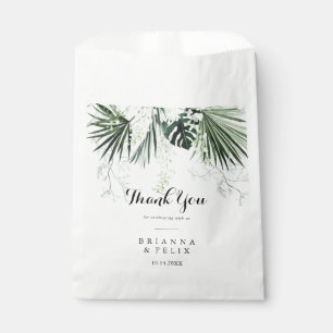Bolsa De Papel Verdor tropical Floral blanca Gracias Boda