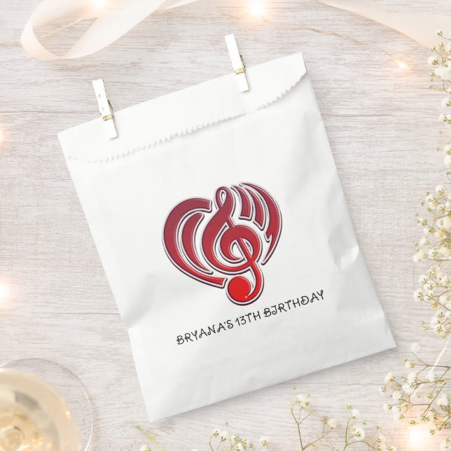 Bolsa De Papel Vibraciones Amor Musical Red Heart Music Note DJ (Cortado)