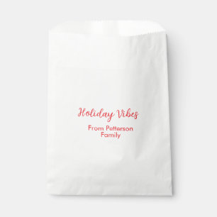 Bolsa De Papel Vibraciones festivas rojo Navidad añadir nombre de