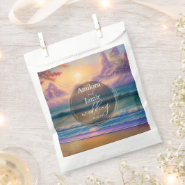 Bolsa De Papel Vibrante Beach Background Faux Purpurina Boda