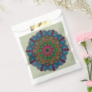 Bolsa De Papel Vibrante Mandala Patrón floral y geométrico