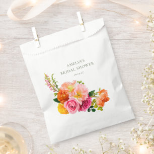 Bolsa De Papel Vibrantes pimientos rosados Floral Bloom Bridal Sh