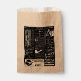 Bolsa De Papel victoriano de periódico antiguo francés negro