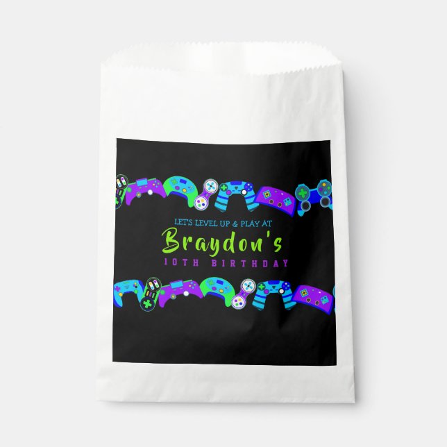 Bolsa De Papel VIDEO JUEGO JUEGOS Niños Fiesta de cumpleaños (Anverso)