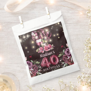 Bolsa De Papel Vino magenta personalizado 40 cumpleaños