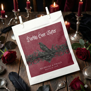 Bolsa De Papel Vino Oscuro Ravena Negra Gótica Para Siempre Boda