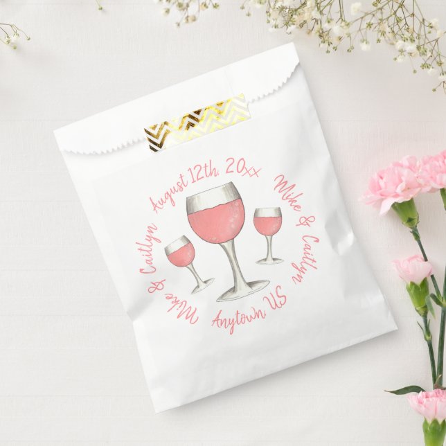 Bolsa De Papel Vino Rosado Rosa Rubor Todo el Día Bridal Shower (Sellado)
