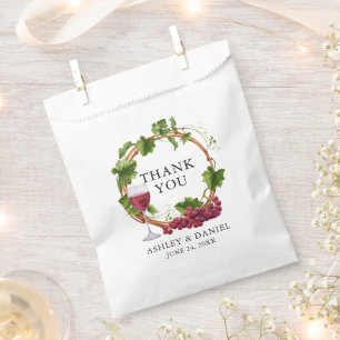 Bolsa De Papel Vinos de uva acuarela Wreath Boda Gracias