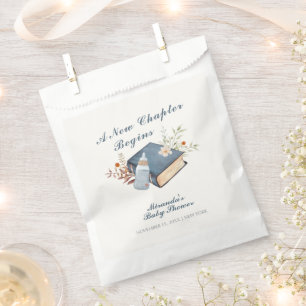 Bolsa De Papel Vintage A New Chapter Book Bottle Baby Shower
