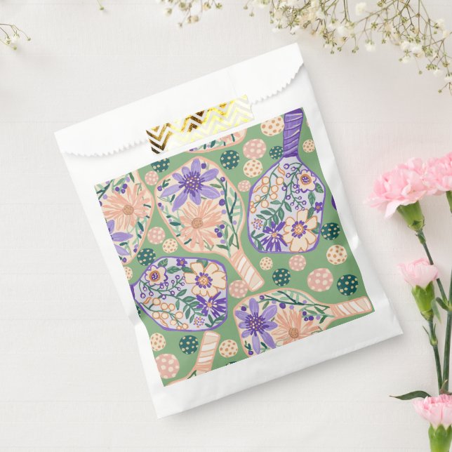 Bolsa De Papel Vintage Floral Pickleball Design (Sellado)