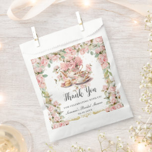 Bolsa De Papel Vintage Floral rosa alta Fiesta de té ducha de nov