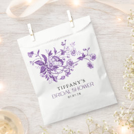 Bolsa De Papel Vintage French Toile Purple Floral Bridal Shower