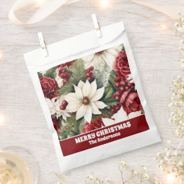 Bolsa De Papel Vintage Rústico Navidades Flores hojas patrón