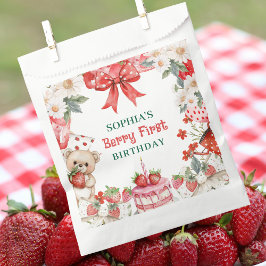 Bolsa De Papel Vintage Strawberry Berry First Birthday 