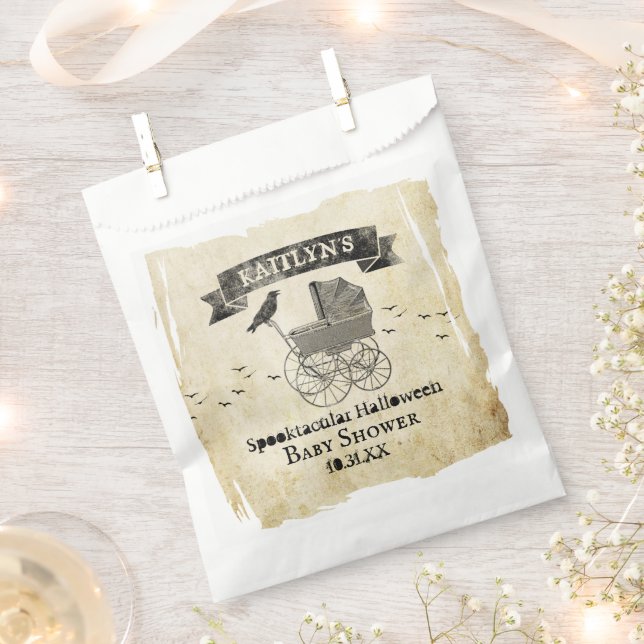 Bolsa De Papel Vintage Stroller Halloween Baby Shower (Cortado)