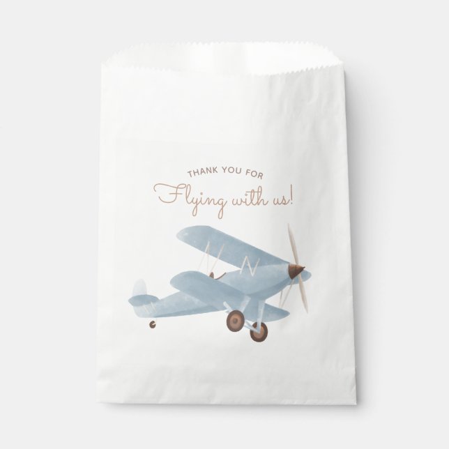 Bolsa De Papel Vintage Travel Airplane Birday Party (Anverso)