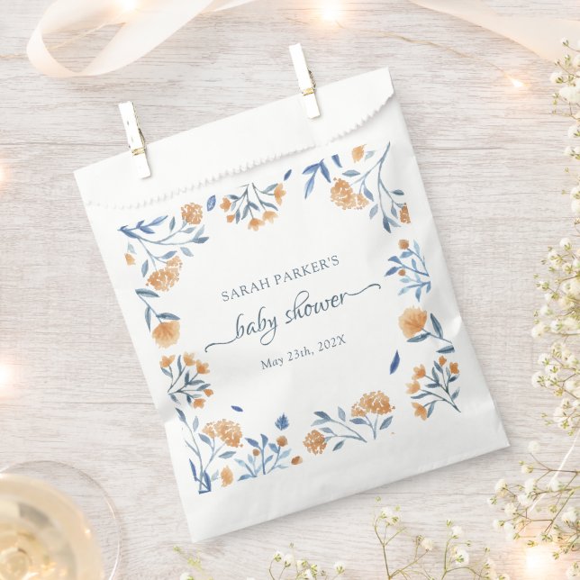 Bolsa De Papel Vintage Wildflower Boho Baby Shower (Cortado)