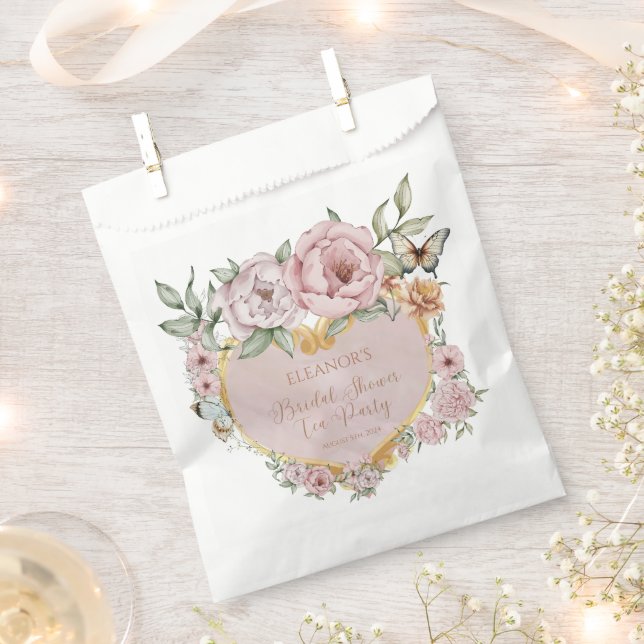 Bolsa De Papel Vintush Peony Bridal Shower Tea Party (Cortado)