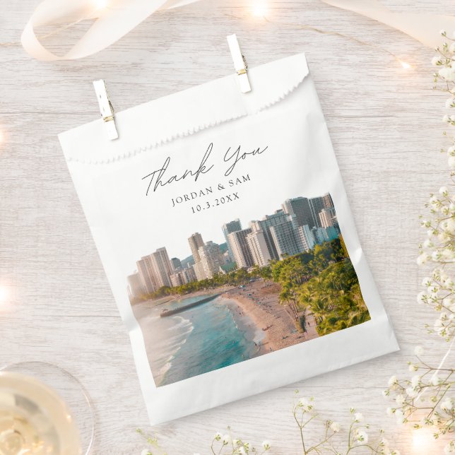 Bolsa De Papel Waikiki Wedding Favor Foto Gracias (Cortado)