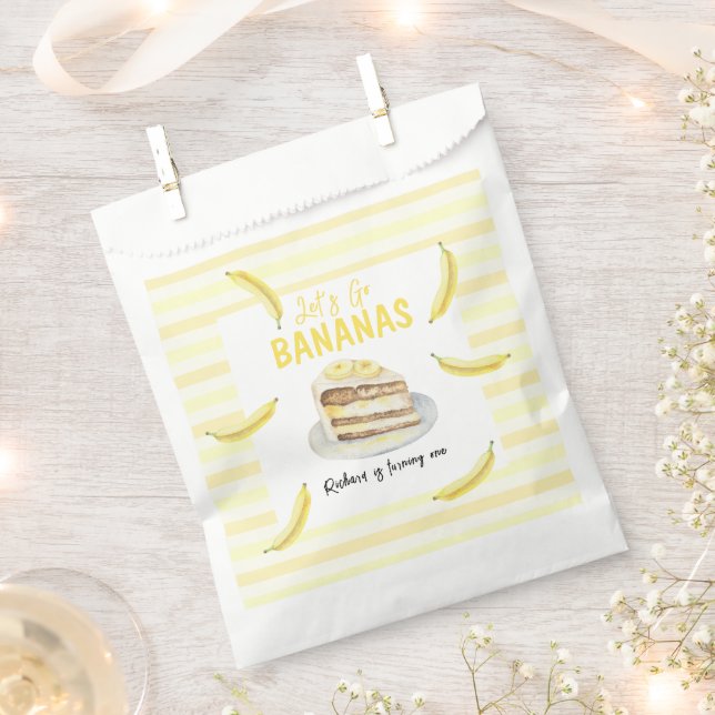 Bolsa De Papel Watercolor Banana Cake Birday Party (Cortado)
