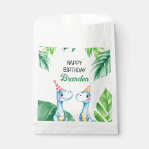 Watercolor Blue Trex Greenery Kids Tercer cumpleañ