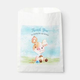Bolsa De Papel Watercolor Boy Piggy Baby Shower Farm Gracias