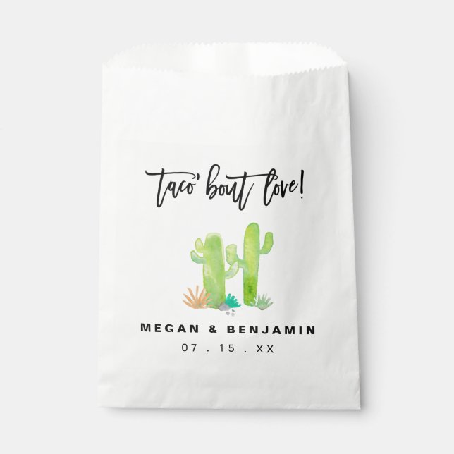 Bolsa De Papel Watercolor Cactus Taco Bout Love Boda (Anverso)