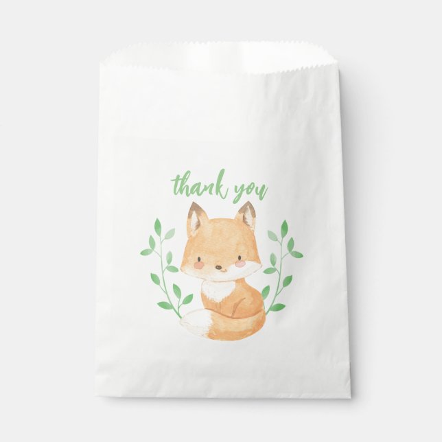 Bolsa De Papel Watercolor Fox Baby Shower (Anverso)