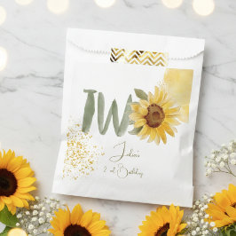 Bolsa De Papel Watercolor girasol segundo cumpleaños