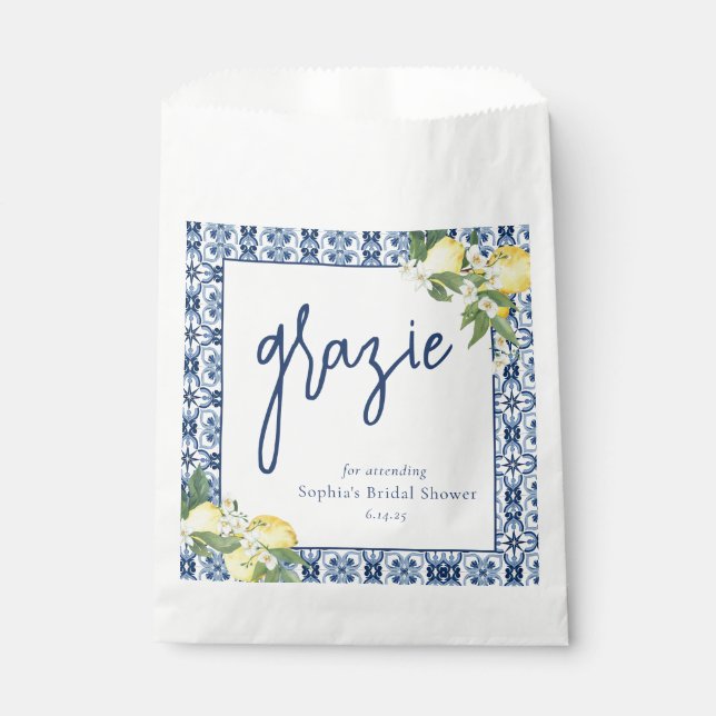 Bolsa De Papel Watercolor Lemon Positano Bridal (Anverso)