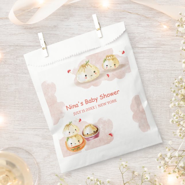 Bolsa De Papel Watercolor Little Dumpling Mushroom Baby Shower (Cortado)