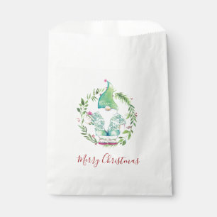 Bolsa De Papel Watercolor Merry Christmas Gnome Candy Favor Bag