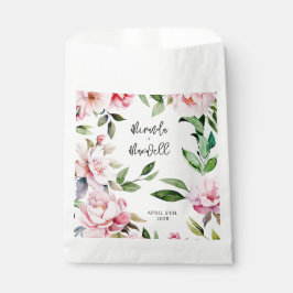 Bolsa De Papel Watercolor Peony Magnolia Boda rosa