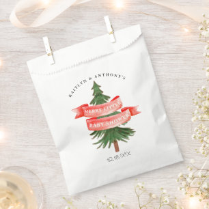 Bolsa De Papel Watercolor Pine Tree Merry Little Baby Shower