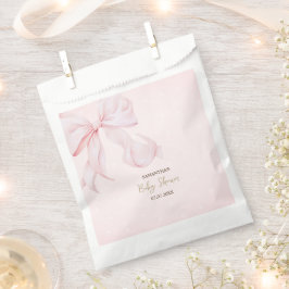 Bolsa De Papel Watercolor Pink Bow Pink Dots Baby Shower 