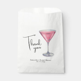 Bolsa De Papel Watercolor Pink Cocktail Bridal Shower Thank you