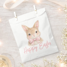 Bolsa De Papel Watercolor Rabbit with Pink Bow| Cute Easter Bunny