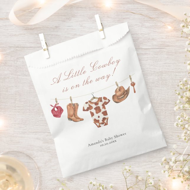 Bolsa De Papel Watercolor Rodeo Western Cowboy Baby Shower (Cortado)