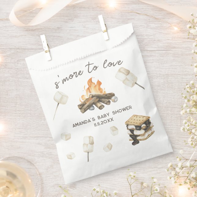 Bolsa De Papel Watercolor S'more Baby Shower (Cortado)