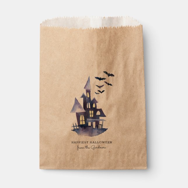 Bolsa De Papel Watercolor Spooky House (Anverso)