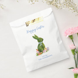 Bolsa De Papel Watercolor Topiary Bunny con huevos de Pascua