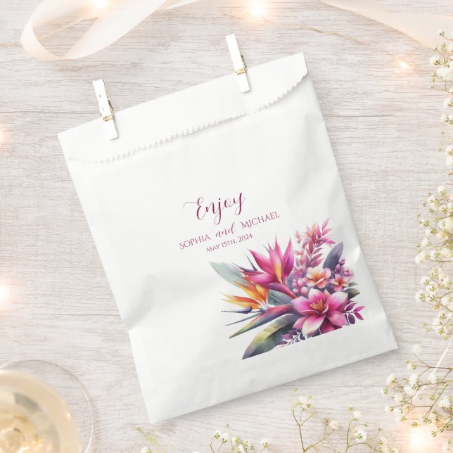 Bolsa De Papel Watercolor Tropical Bliss Boda-Gracias- (Cortado)