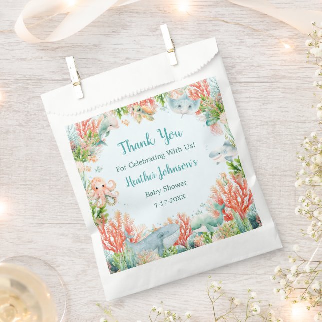 Bolsa De Papel Watercolor Under the Sea Baby Shower (Cortado)