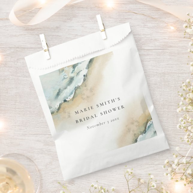 Bolsa De Papel Wave Wave Sand Beach Nautical Bridal Shower (Cortado)
