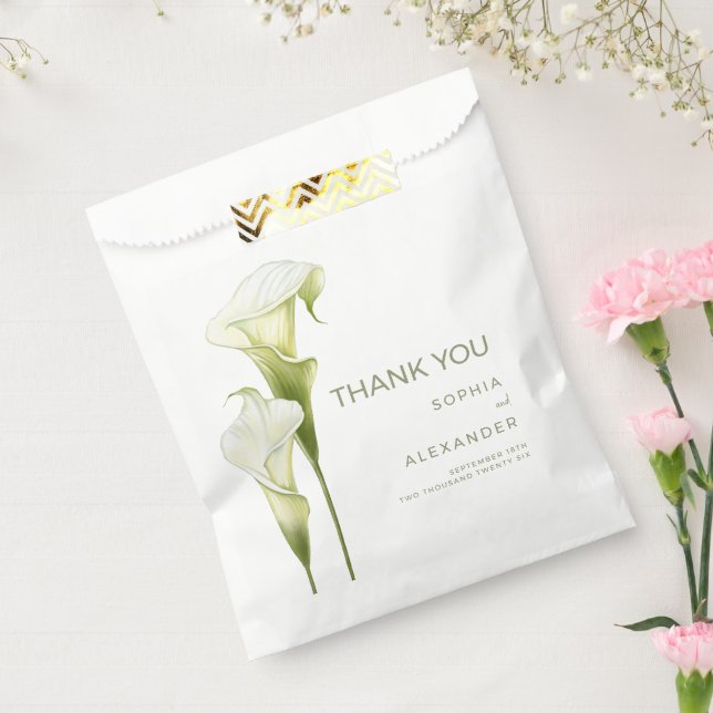 Bolsa De Papel Wedding Favor Bags "Delicate Calla Lilies" (Sellado)