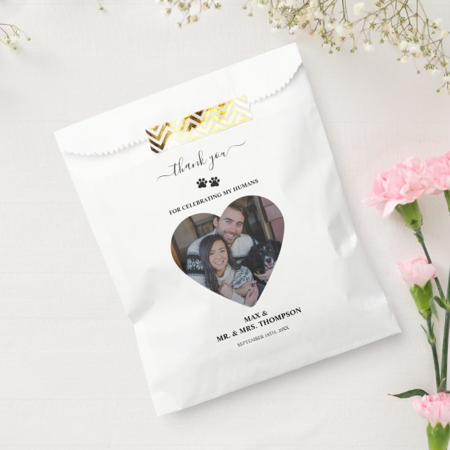 Bolsa De Papel Wedding Heart Photo Couple Pet Dog My Humans  (Sellado)