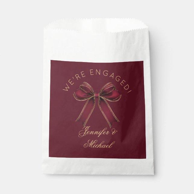 Bolsa De Papel We're engaged Engagement party Red Bow luxury (Anverso)