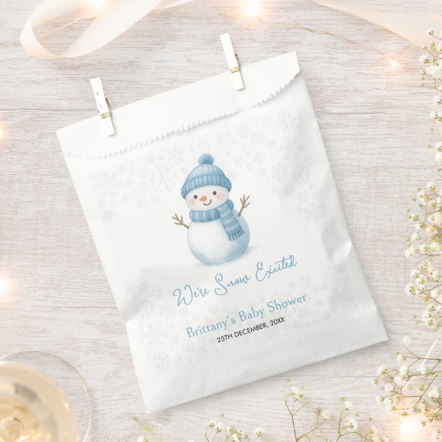 Bolsa De Papel We're Snow Excited Snowmen Boy Baby Shower (Cortado)