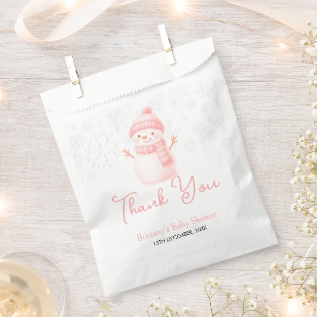 Bolsa De Papel We're Snow Excited Snowmen Girl Baby Shower (Cortado)